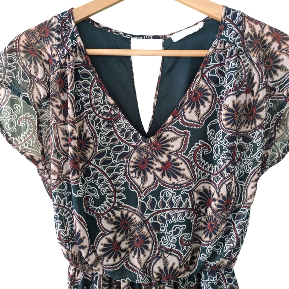 Lush paisley blouson dress